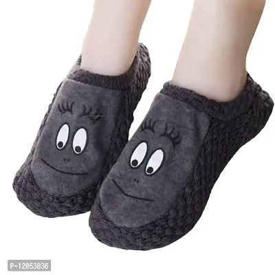 FabChoice-Girls/Ladies/Womens Winter Warm Slipper Socks, Knitted Booti, Room Socks, Anti slip Socks 1 Pair Grey Colour Size 5