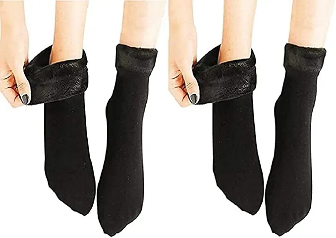 FabChoice-Unisex Autumn Winter Socks Velvet Thickening Casual Socks Snow Thermal Keeping Warm Socks Without Thumb 2 Pair