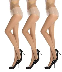 FashionIO - Women's Sheer Transparent high waist Pantyhose stocking with Excellent Stretch (Free Size 30-36 waist) - Skin - Pack of 3-thumb2