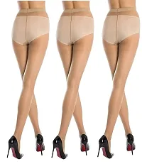 FashionIO - Women's Sheer Transparent high waist Pantyhose stocking with Excellent Stretch (Free Size 30-36 waist) - Skin - Pack of 3-thumb1