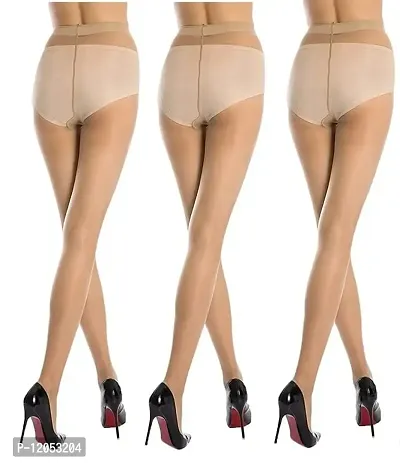 FashionIO - Women's Sheer Transparent high waist Pantyhose stocking with Excellent Stretch (Free Size 30-36 waist) - Skin - Pack of 3-thumb2