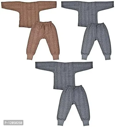 FashionIO? - Baby Front Open Thermal Top & Pyjama Set Round Neck, Full Sleeves, Winter Wear Suit for Girls & Boys Pack of 3 (0-6 Months)-thumb5