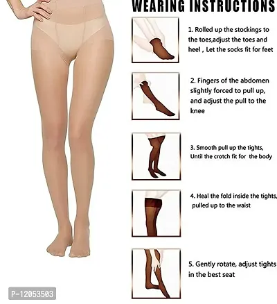 FashionIO - Women's Sheer Transparent high waist Pantyhose stocking with Excellent Stretch (Free Size 30-36 waist) - 3Black+3Skin-thumb5