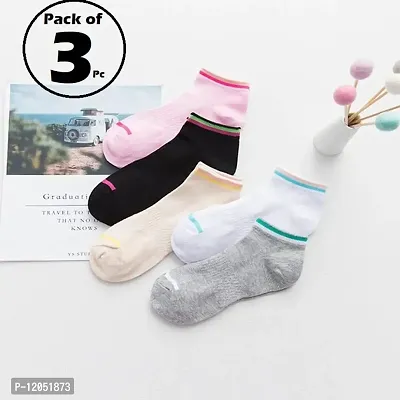 FashionIO? - Women?s Cotton Ankle Length No Show Low Cut Socks Multicolor Free Size 3 Pair-thumb2