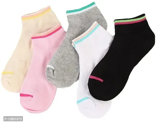 FashionIO? - Women?s Cotton Ankle Length No Show Low Cut Socks Multicolor Free Size 3 Pair-thumb0