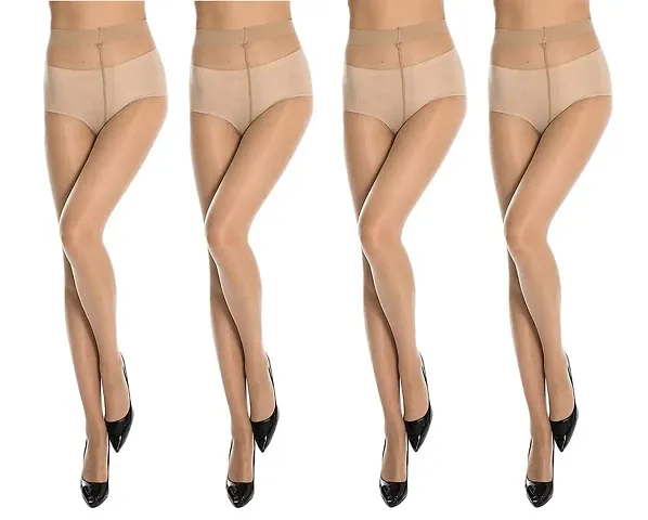 FashionIO - Women's Sheer high waist Pantyhose stocking with Excellent Stretch (Free Size 30-36 waist) - - Pack of 4