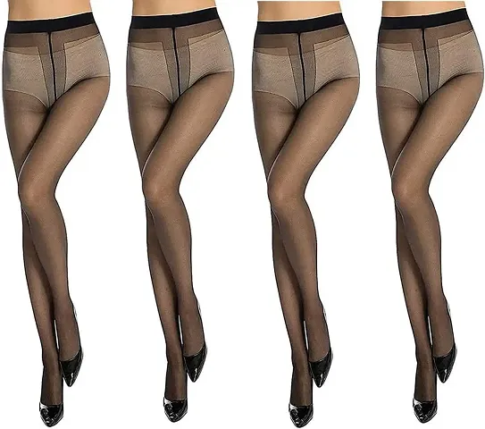 FashionIO - Women's Sheer high waist Pantyhose stocking with Excellent Stretch (Free Size 30-36 waist) - - Pack of 4