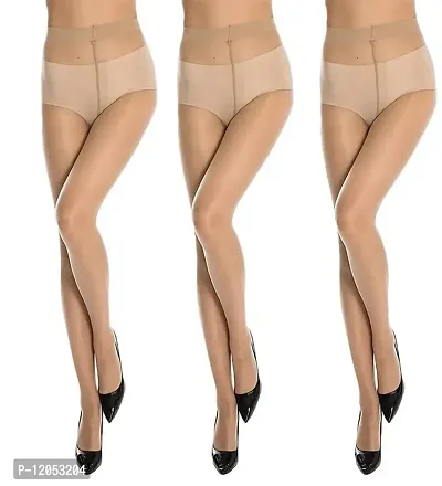 FashionIO - Women's Sheer Transparent high waist Pantyhose stocking with Excellent Stretch (Free Size 30-36 waist) - Skin - Pack of 3-thumb0