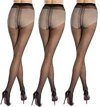 FashionIO - Women's Sheer Transparent high waist Pantyhose stocking with Excellent Stretch (Free Size 30-36 waist) - Black - Pack of 3-thumb1