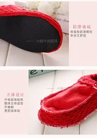 FabChoice-Ladies/Womens/Girls Winter Warm Slipper Socks, Knitted Booti, Room Socks, Anti slip Socks 1 Pair Red Colour Size 6-thumb2