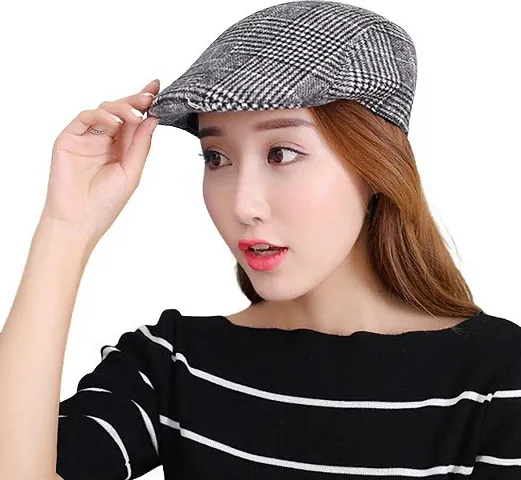 FashionIO?-Girl/Women Autumn Checkered Vintage Herringbone Flat Cap/Boy or Male Durable Sports Peaked Riding Hat/Beret Country Golf Hats Caps - Color