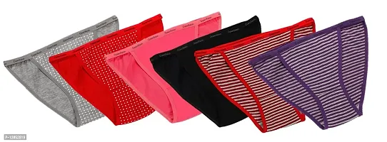 FASHIONIO - Women's Imported Cotton Lycra Multicolor (Mixed Printing Style) Bikini/Tanga Brief Panties (28-32 Waist) - Pack of 2-thumb0
