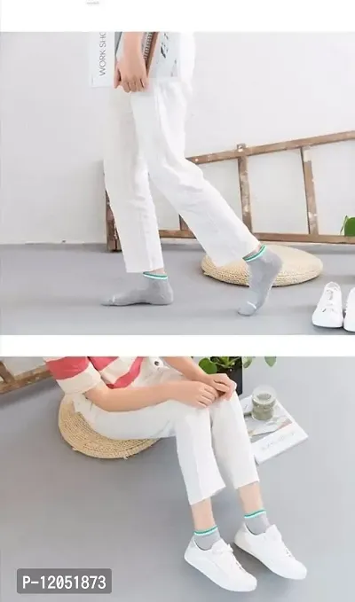FashionIO? - Women?s Cotton Ankle Length No Show Low Cut Socks Multicolor Free Size 3 Pair-thumb5