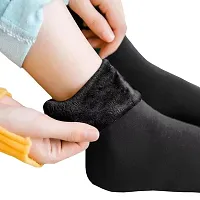 FashionIO-Unisex Autumn Winter Socks Velvet Thickening Casual Socks Snow Thermal Keeping Warm Socks Without Thumb Black 2 Pair-thumb2