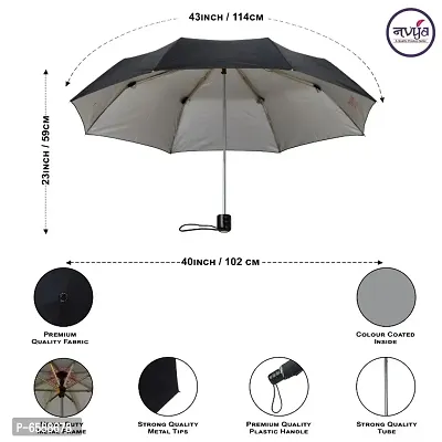Yuvraj 3 Fold Black Polyester Umbrella-thumb3