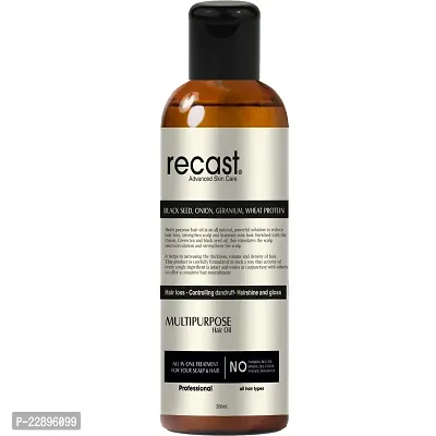 Recast Onion Black Seed Multi-Purpose Hair Oil Control Hair Fall  Dandruff NO Mineral Oil, Silicones  Synthetic Fragrance - 200 ml-thumb0