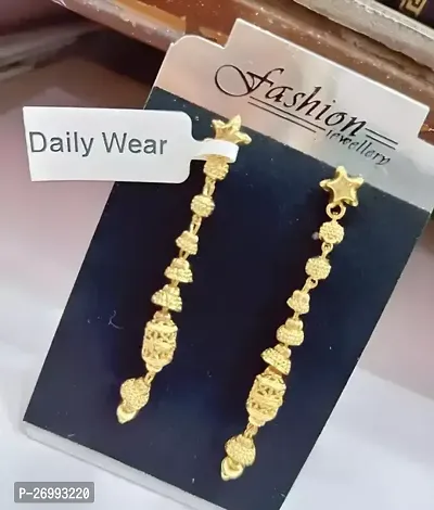 Classic Golden Alloy Earrings For Women-thumb0