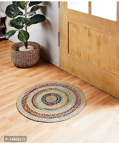 Buy Handmade Natural Jute Cotton Natural Fibers Floor Door Mat Rug