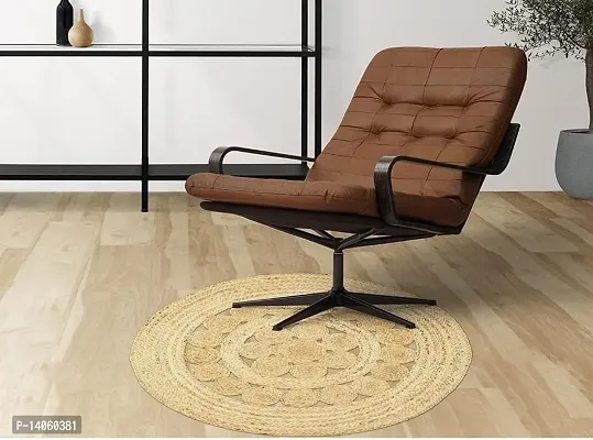 Jute Natural 3 Tikki Design Reversible Rugs Round Braided Floor Carpet,Living Room, Bedroom, Dining, Office, Restaurant