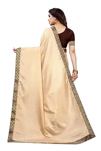 ADAH ENTERPRISE Women?s Solid Cream Pure Silk Fabric Saree with Unstitched Brown Blouse Piece (KIRTI CREAM)-thumb3