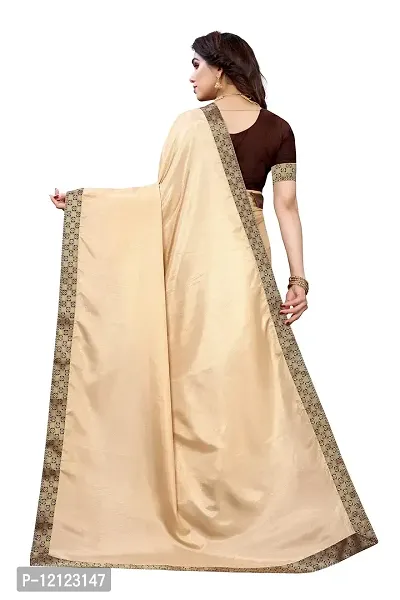 ADAH ENTERPRISE Women?s Solid Cream Pure Silk Fabric Saree with Unstitched Brown Blouse Piece (KIRTI CREAM)-thumb4