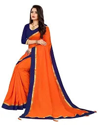 WOMAN'S KANJIVARAM sarees with LACE WORK Running Blouse Piece. (ORANGE)-thumb2