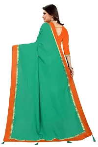 WOMAN'S KANJIVARAM sarees with LACE WORK Running Blouse Piece. (GREEN)-thumb1