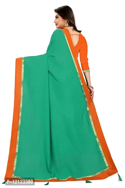 WOMAN'S KANJIVARAM sarees with LACE WORK Running Blouse Piece. (GREEN)-thumb2