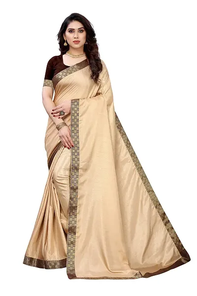 ADAH ENTERPRISE Women?s Solid Pure Silk Fabric Saree with Unstitched Blouse Piece (KIRTI CREAM)