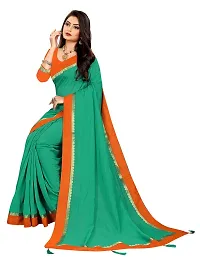 WOMAN'S KANJIVARAM sarees with LACE WORK Running Blouse Piece. (GREEN)-thumb2