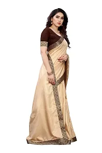 ADAH ENTERPRISE Women?s Solid Cream Pure Silk Fabric Saree with Unstitched Brown Blouse Piece (KIRTI CREAM)-thumb2