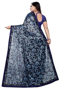 WOMENS PRINTED RUFFLE LYCRA silk sarees with Running Blouse Piece-thumb2