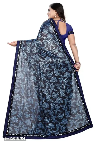 WOMENS PRINTED RUFFLE LYCRA silk sarees with Running Blouse Piece-thumb3