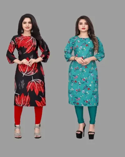 WOMEN CREPE FABRIC PRINT KURTI (COMBO 2)