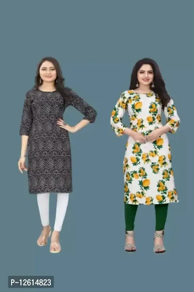 WOMEN CREPE FABRIC PRINT KURTI (COMBO 2)-thumb0