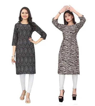 WOMEN CREPE FABRIC PRINT KURTI (COMBO 2)