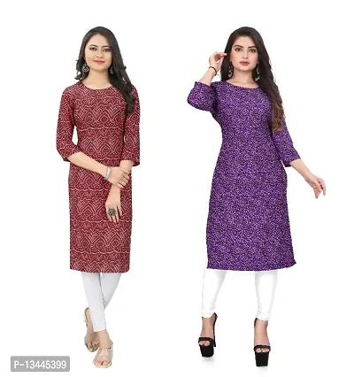 WOMEN CREPE FABRIC PRINT KURTI (COMBO 2)