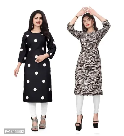 WOMEN CREPE FABRIC PRINT KURTI (COMBO 2)