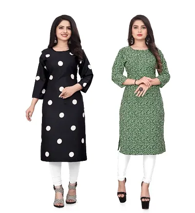 WOMEN CREPE FABRIC PRINT KURTI (COMBO 2)