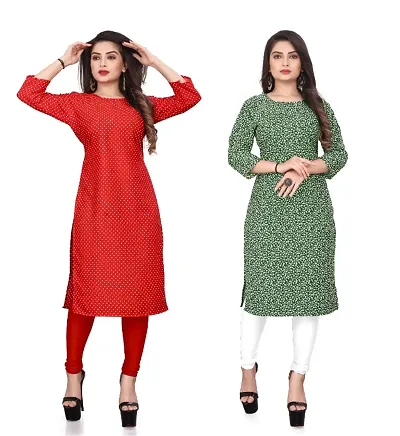 WOMEN CREPE FABRIC PRINT KURTI (COMBO 2)