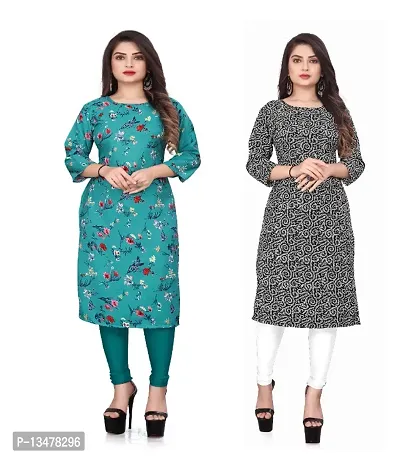 WOMEN CREPE FABRIC PRINT KURTI (COMBO 2)