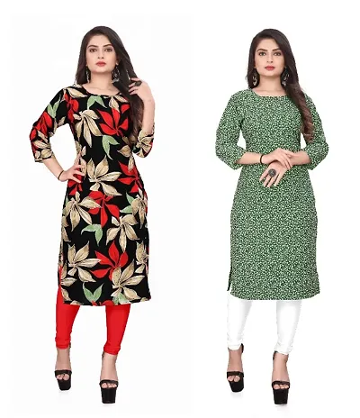 WOMEN CREPE FABRIC PRINT KURTI (COMBO 2)