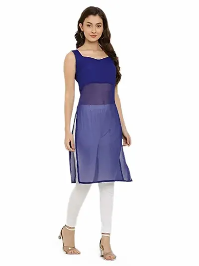 Stylish Georgette Solid Sleeveless Kurti