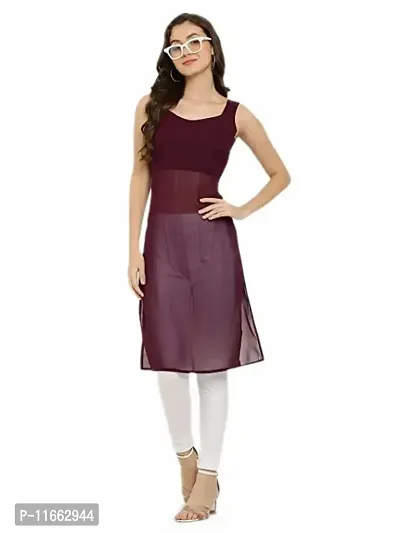 Vesicle Women Pleated top Straight Kurta Cotton Dress (XL, Purple)-thumb0