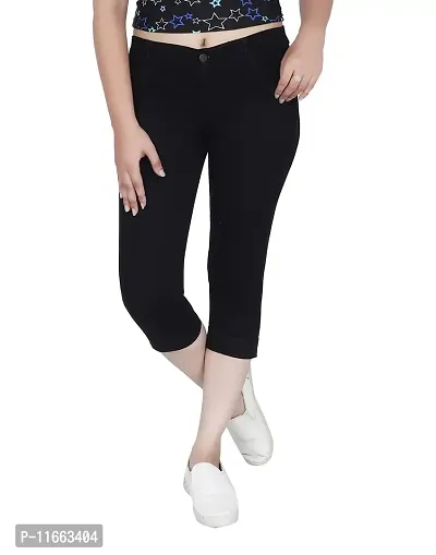 Vesicle Women's Denim Lycra Skinny Fit Casual Capri; [V-PCAP-]-thumb0