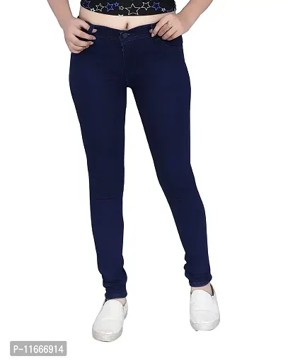 Vesicle Women's Denim Lycra Skinny Fit Single Button Casual Jeans, Navy Blue (Size: 32); [V-1BJEANS-NBLU-32]-thumb0