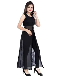 Black Georgette Self Design Kurtas For Women-thumb1