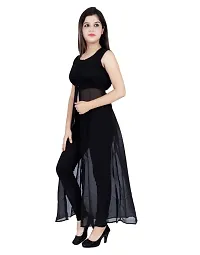 Black Georgette Self Design Kurtas For Women-thumb2