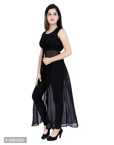 Black Georgette Self Design Kurtas For Women-thumb3