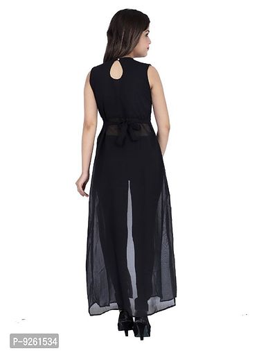 Black Georgette Self Design Kurtas For Women-thumb5